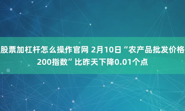 股票加杠杆怎么操作官网 2月10日“农产品批发价格200指数”比昨天下降0.01个点