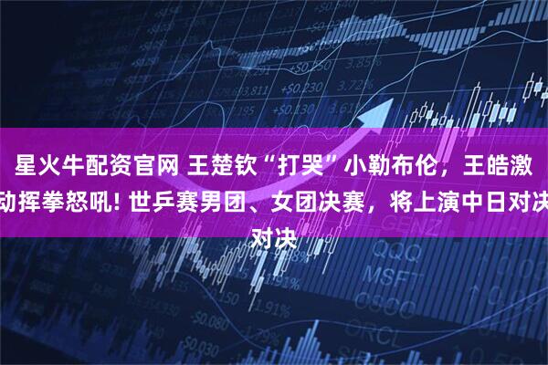 星火牛配资官网 王楚钦“打哭”小勒布伦，王皓激动挥拳怒吼! 世乒赛男团、女团决赛，将上演中日对决